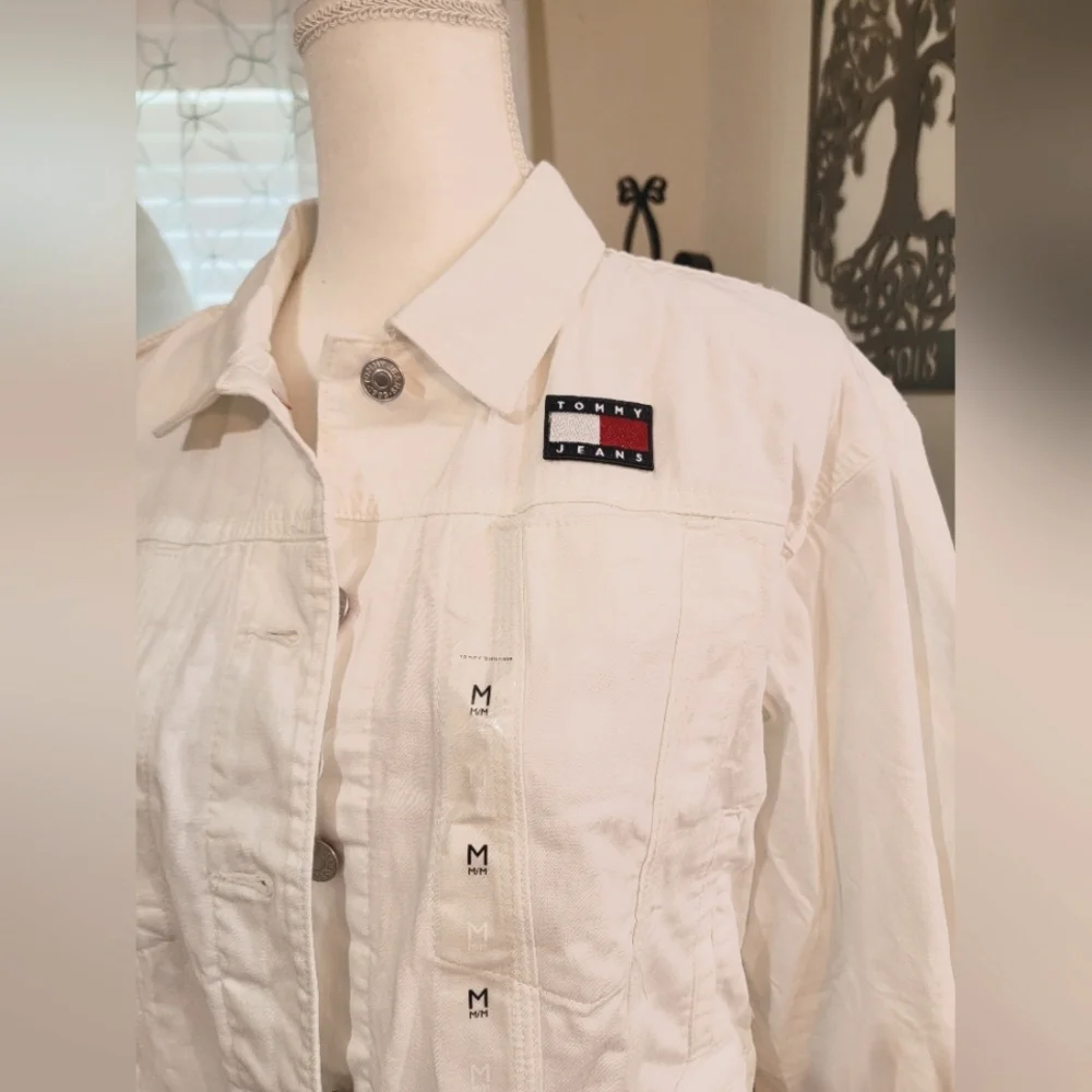 Tommy Hilfiger White Trucker Denim Jean Jacket Women's Size Medium - Picture 6 of 12